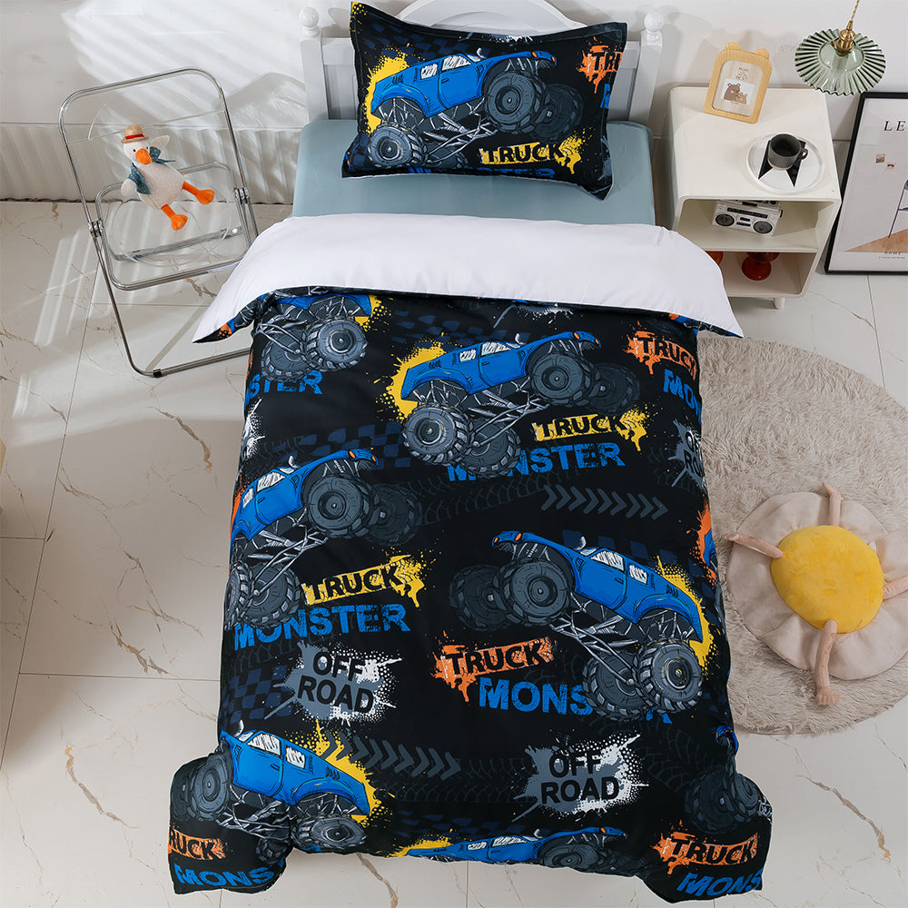 3D Cartoon Blue Truck Pattern Quilt Cover Set Bedding Set Duvet Cover Pillowcases 379