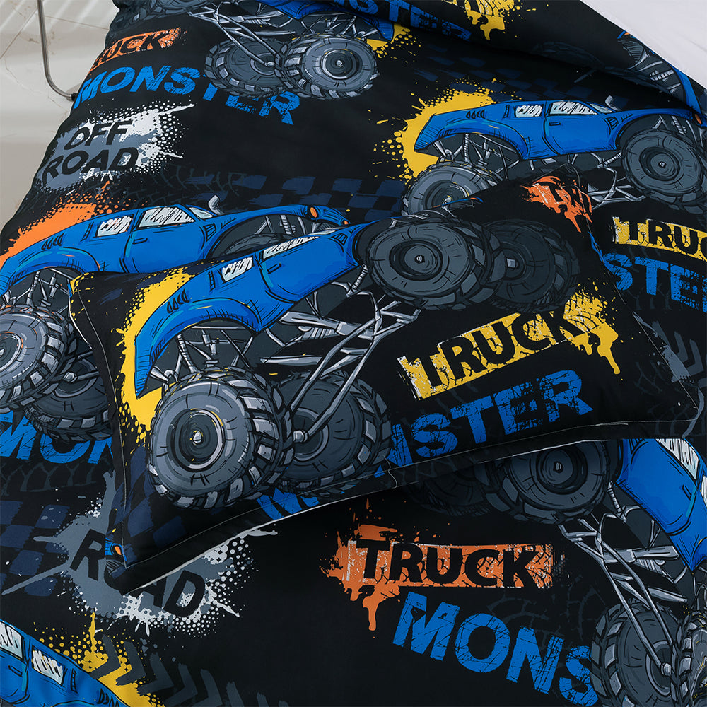 3D Cartoon Blue Truck Pattern Quilt Cover Set Bedding Set Duvet Cover Pillowcases 379