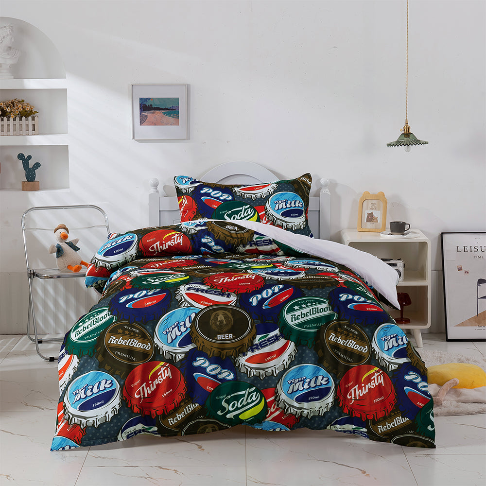 3D Bottle Cap Colorful Quilt Cover Set Bedding Set Duvet Cover Pillowcases 382