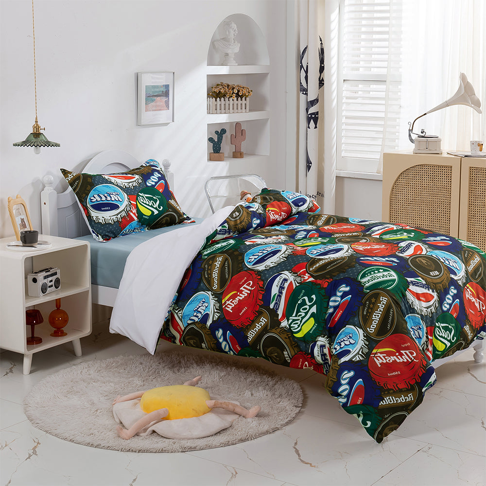 3D Bottle Cap Colorful Quilt Cover Set Bedding Set Duvet Cover Pillowcases 382