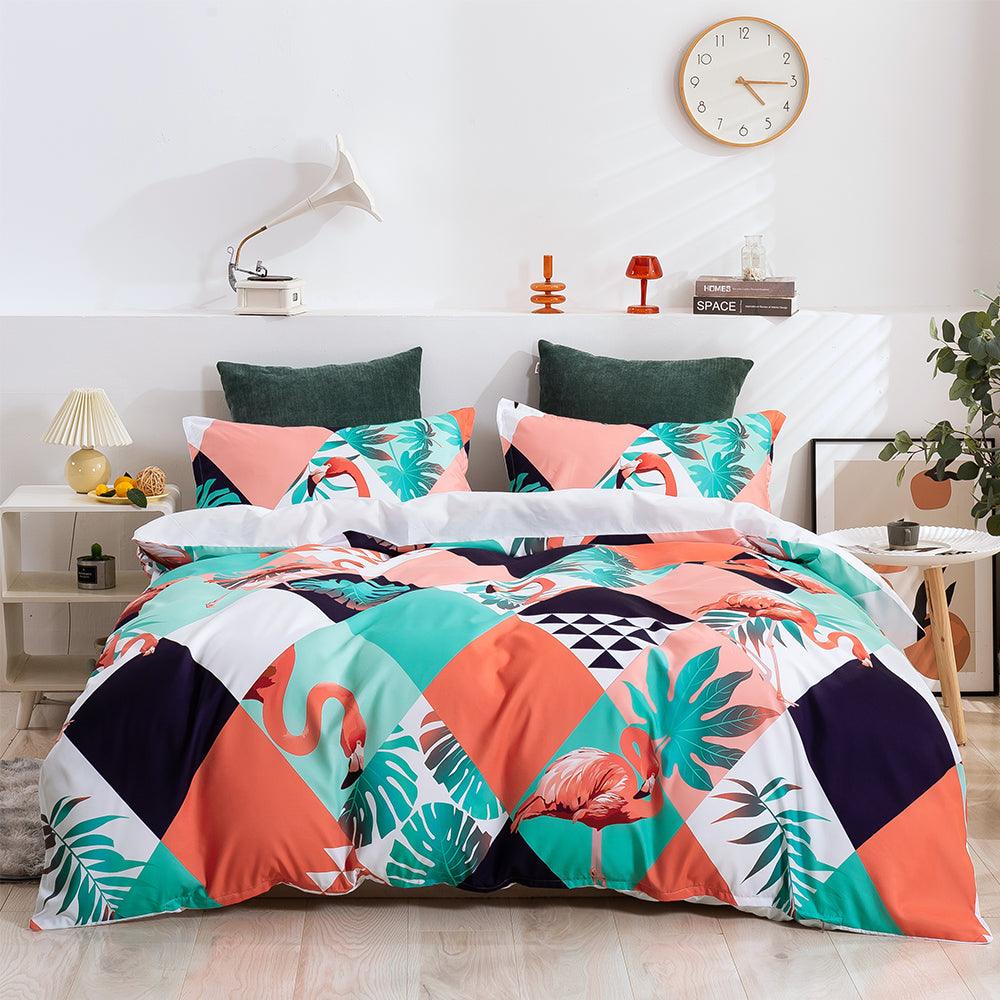 3D Abstract Colorful Geometric Flamingo Quilt Cover Set Bedding Set Duvet Cover Pillowcases 263