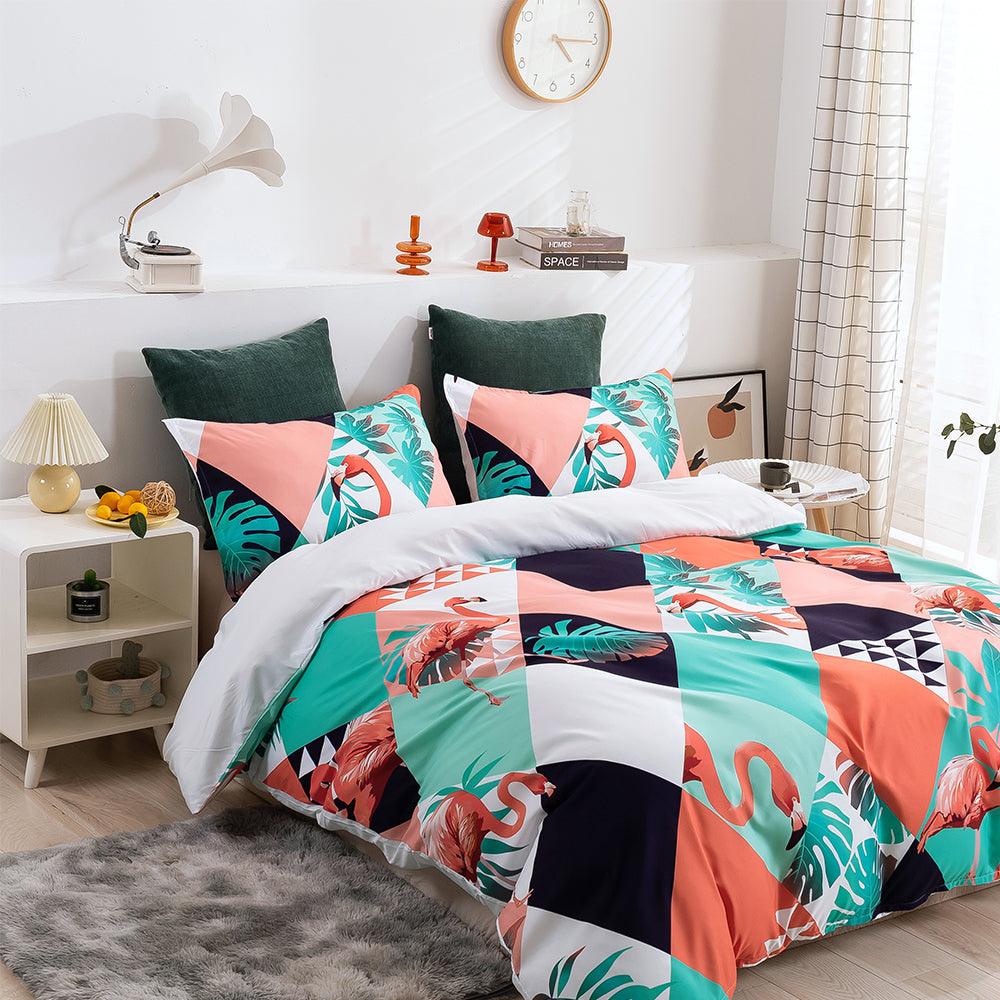 3D Abstract Colorful Geometric Flamingo Quilt Cover Set Bedding Set Duvet Cover Pillowcases 263