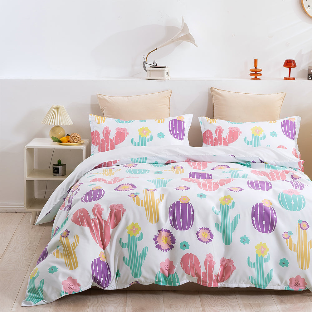 3D Cactus Colorful Pattern Quilt Cover Set Bedding Set Duvet Cover Pillowcases 91
