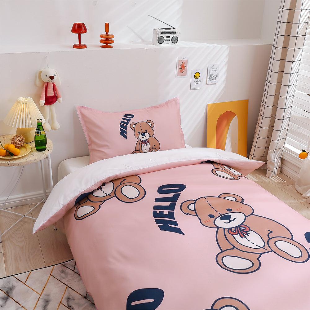 3D Cartoon Animal Pink Bear Quilt Cover Set Bedding Set Duvet Cover Pillowcases 171