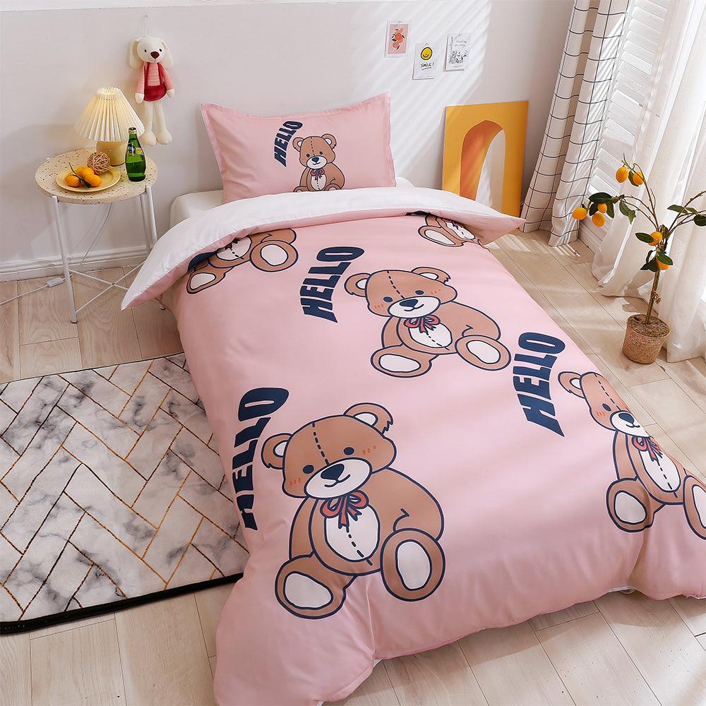 3D Cartoon Animal Pink Bear Quilt Cover Set Bedding Set Duvet Cover Pillowcases 171