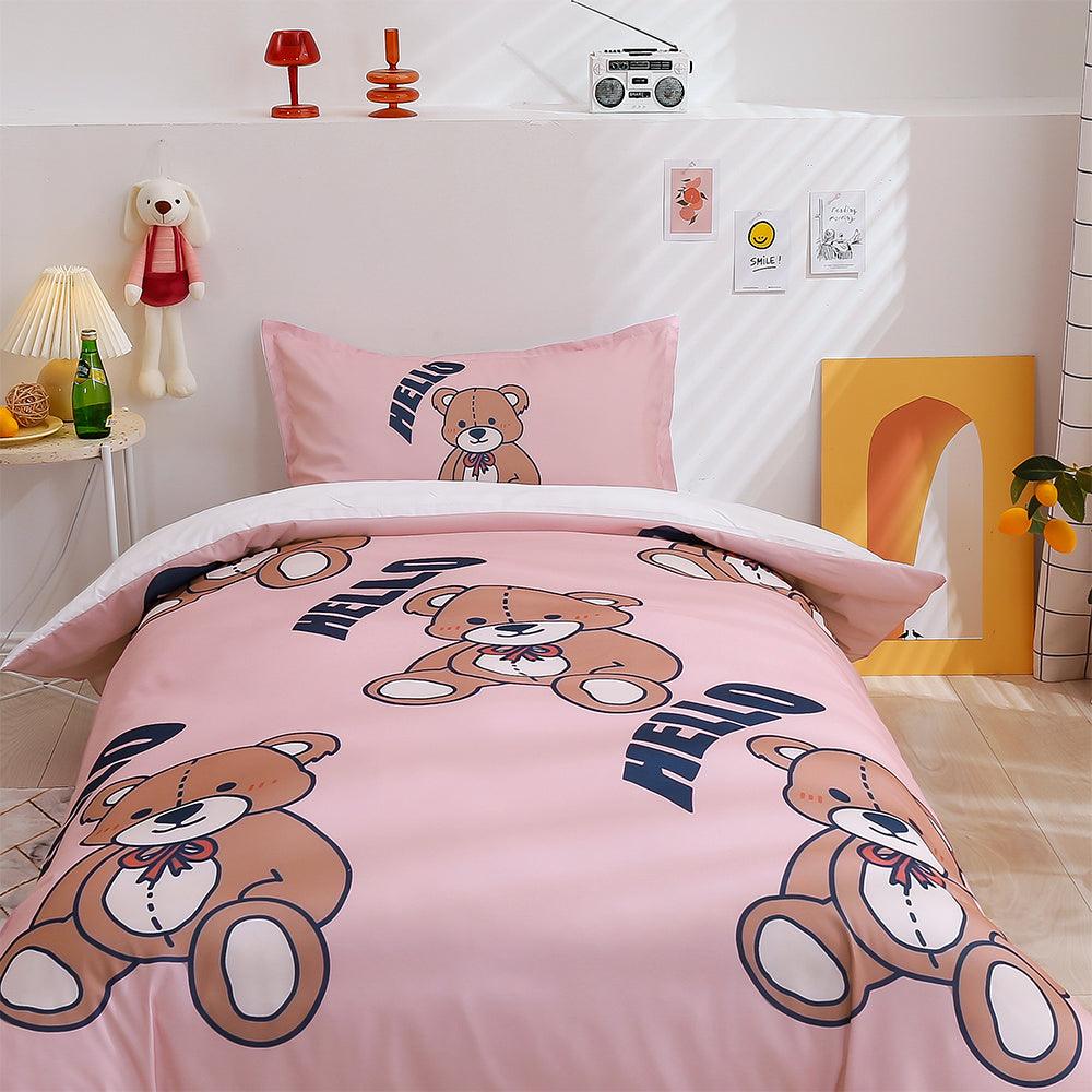 3D Cartoon Animal Pink Bear Quilt Cover Set Bedding Set Duvet Cover Pillowcases 171
