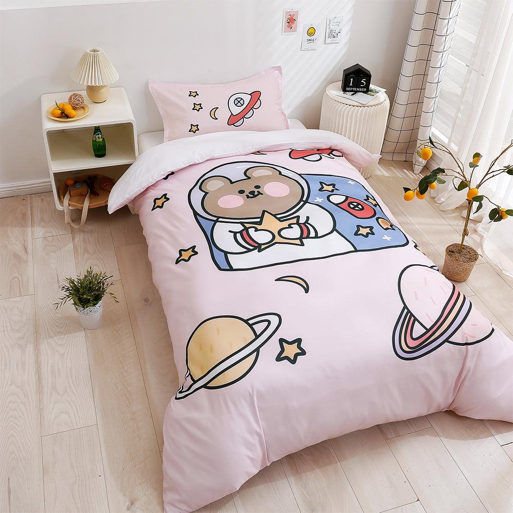 3D Cartoon Bear Planet Space Quilt Cover Set Bedding Set Duvet Cover Pillowcases 181