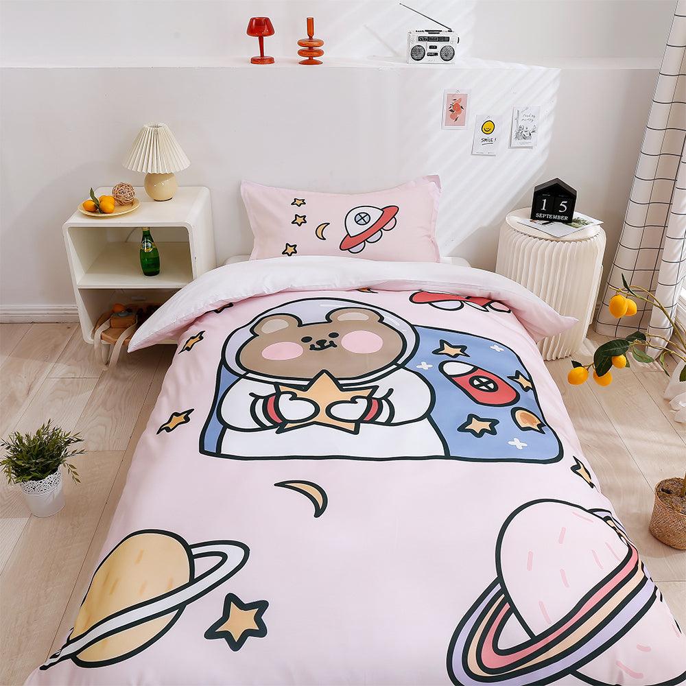 3D Cartoon Bear Planet Space Quilt Cover Set Bedding Set Duvet Cover Pillowcases 181