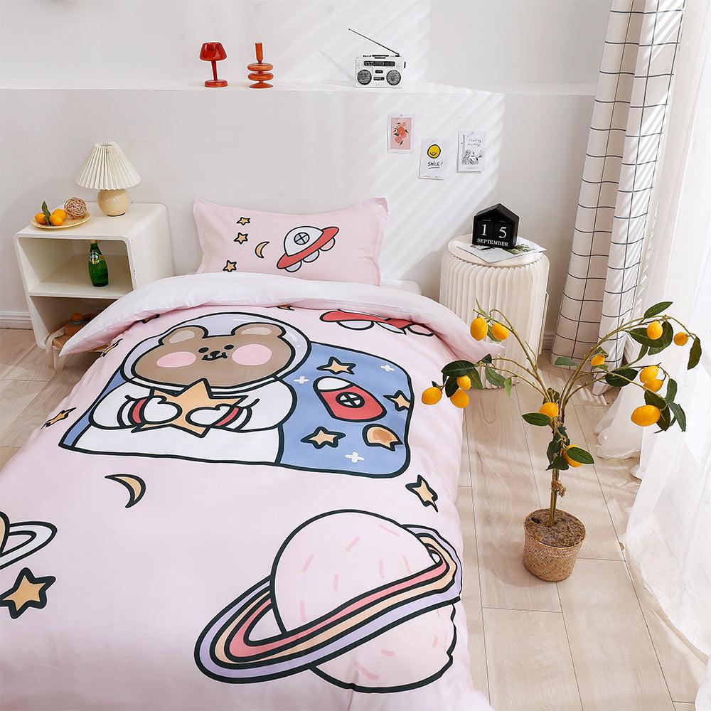 3D Cartoon Bear Planet Space Quilt Cover Set Bedding Set Duvet Cover Pillowcases 181