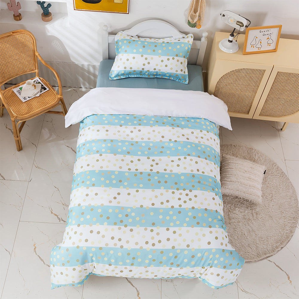 3D Blue Stripe Golden Roundness Quilt Cover Set Bedding Set Duvet Cover Pillowcases 394