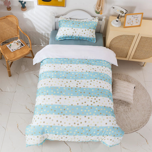 3D Blue Stripe Golden Roundness Quilt Cover Set Bedding Set Duvet Cover Pillowcases 394