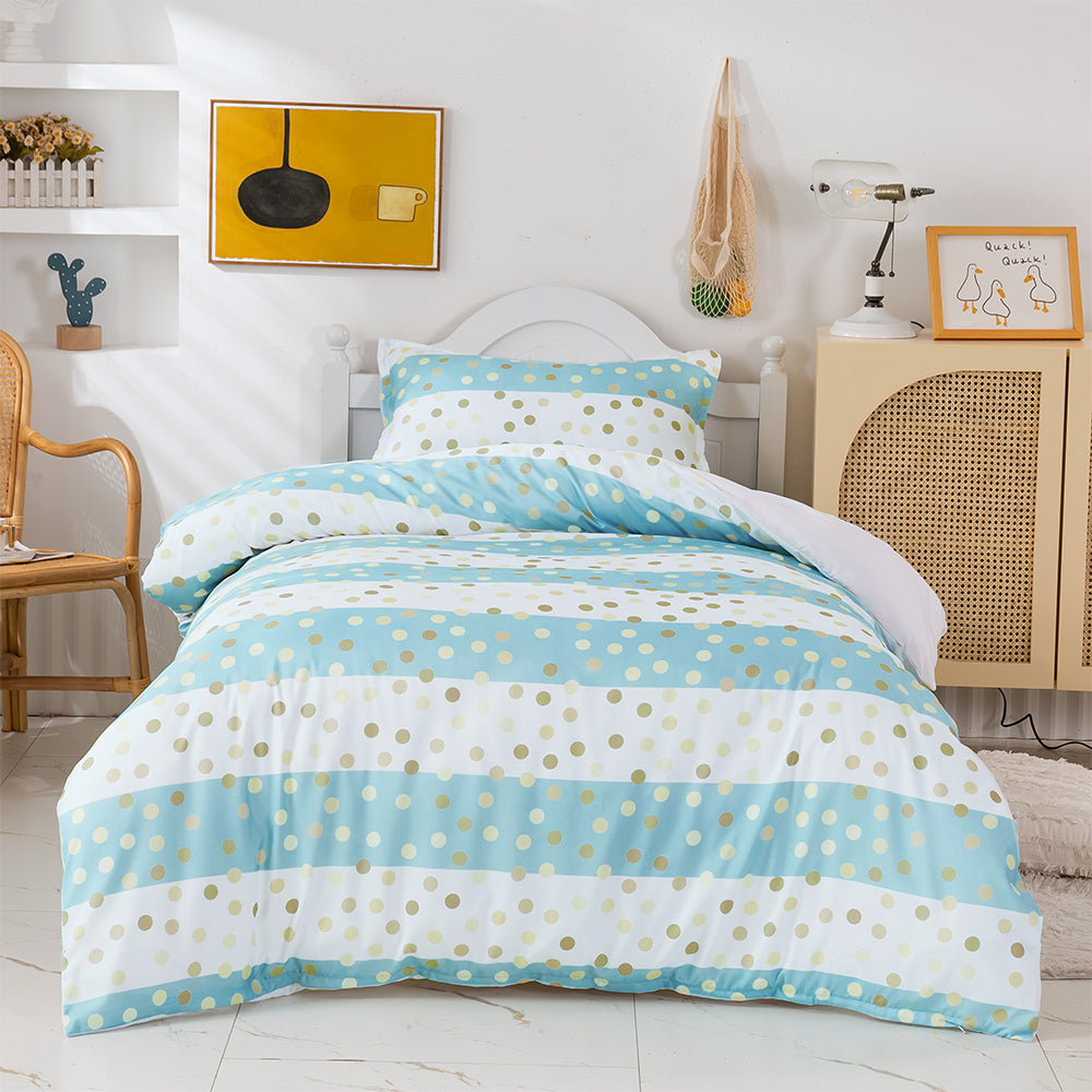 3D Blue Stripe Golden Roundness Quilt Cover Set Bedding Set Duvet Cover Pillowcases 394