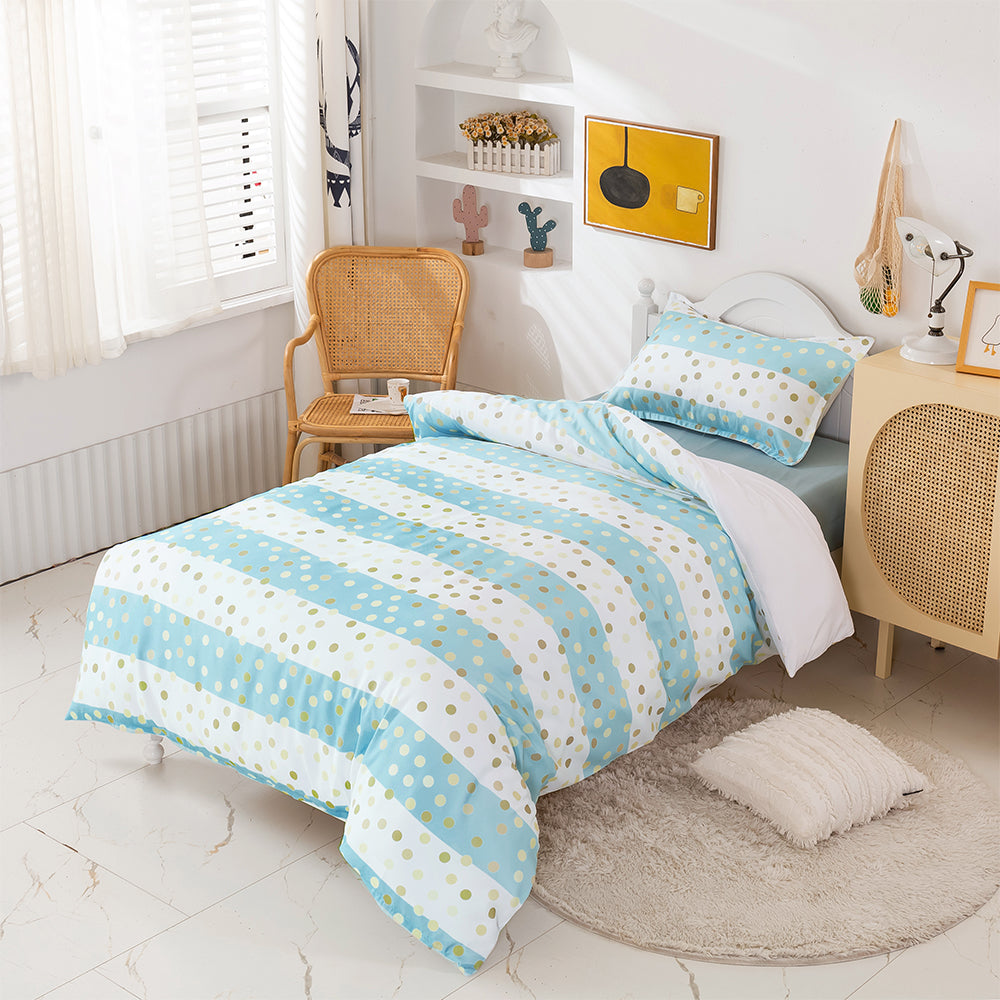 3D Blue Stripe Golden Roundness Quilt Cover Set Bedding Set Duvet Cover Pillowcases 394