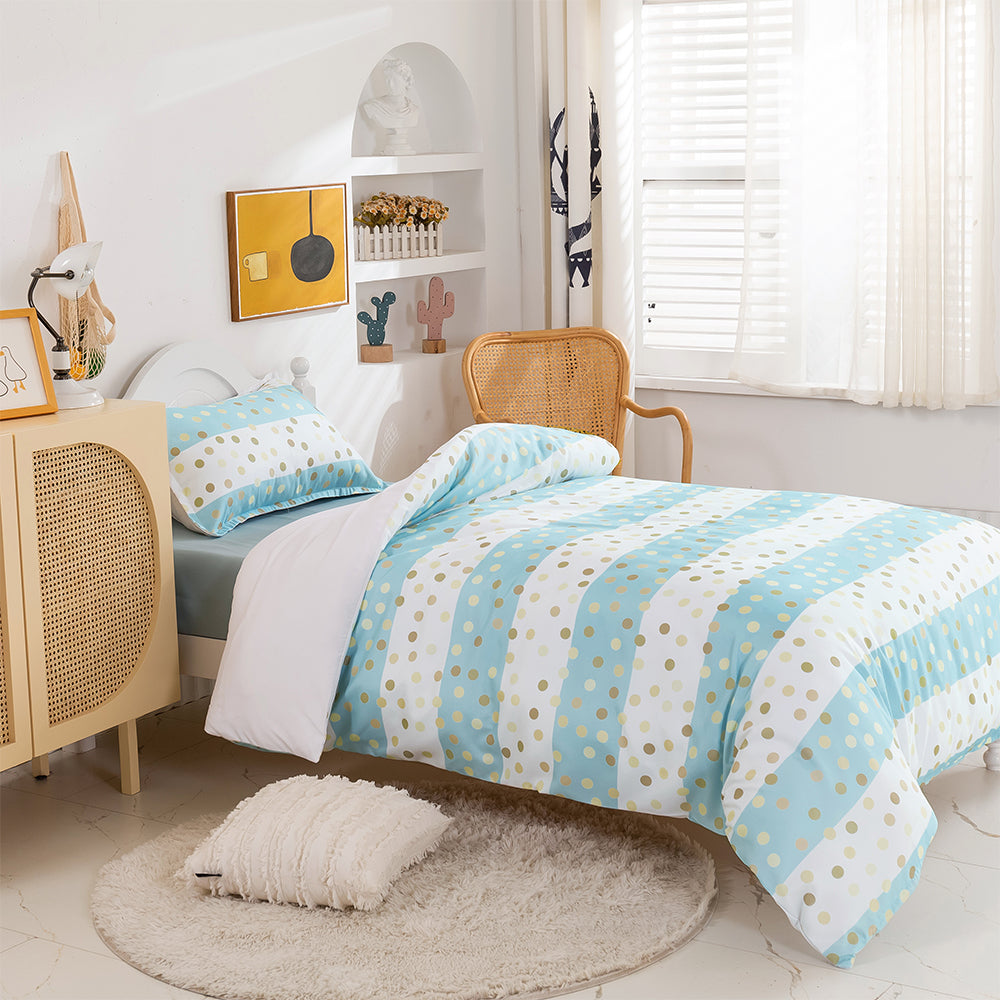 3D Blue Stripe Golden Roundness Quilt Cover Set Bedding Set Duvet Cover Pillowcases 394