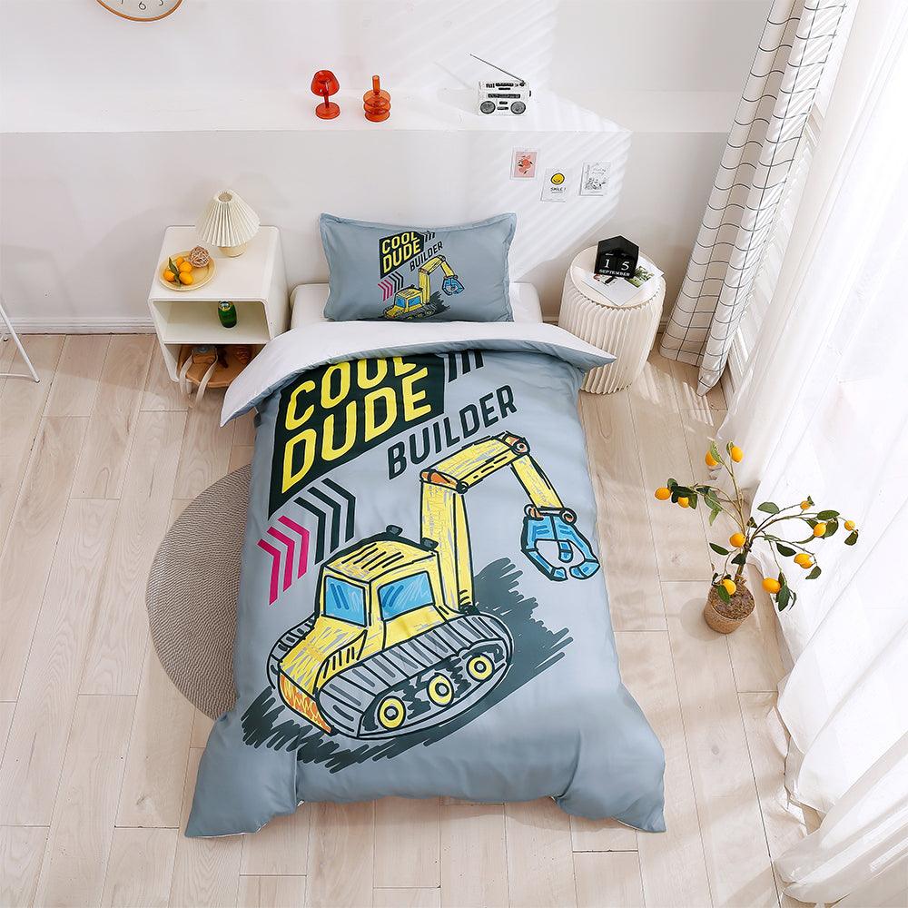 3D Cartoon Excavator Quilt Cover Set Bedding Set Duvet Cover Pillowcases 180