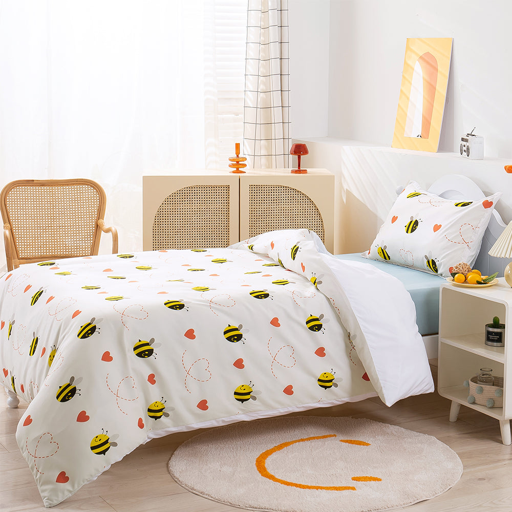 3D Bee Cartoon Pattern Quilt Cover Set Bedding Set Duvet Cover Pillowcases 156