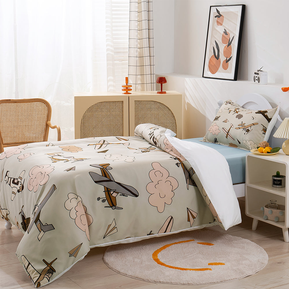 3D Airplane Clouds Retro Quilt Cover Set Bedding Set Duvet Cover Pillowcases 160