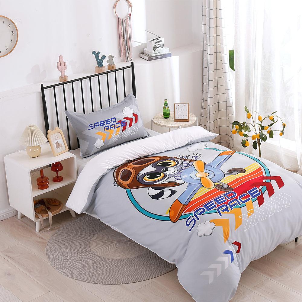 3D Cartoon Animal Speed Race Quilt Cover Set Bedding Set Duvet Cover Pillowcases 189