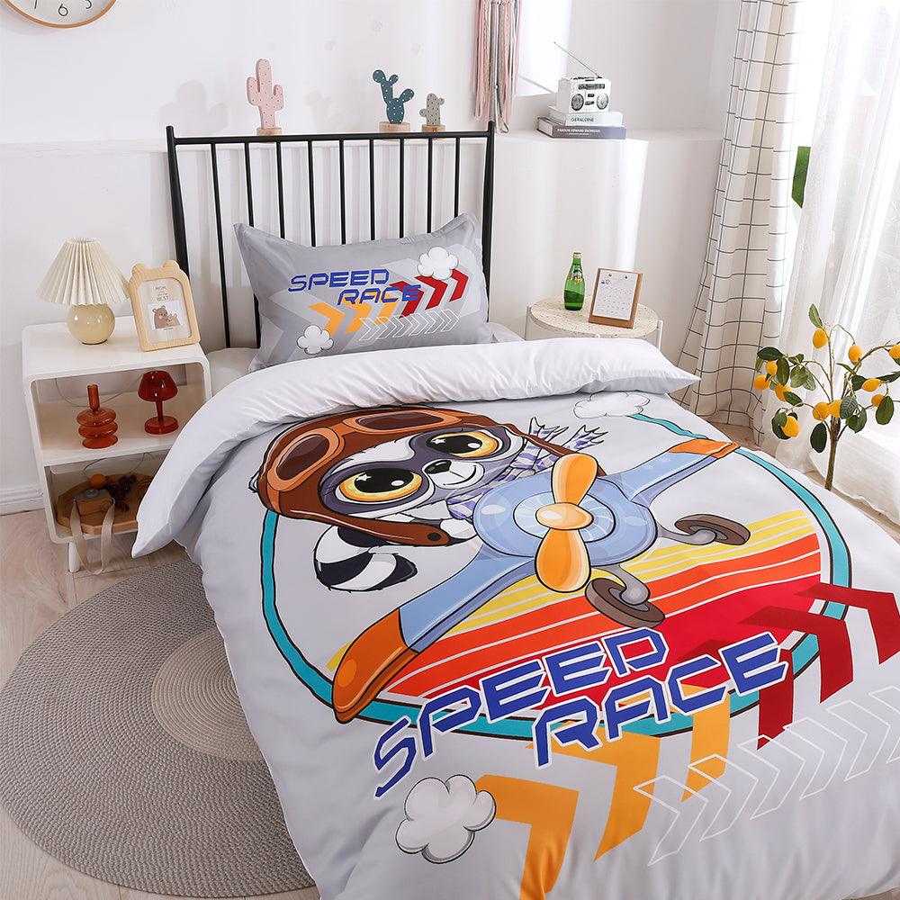 3D Cartoon Animal Speed Race Quilt Cover Set Bedding Set Duvet Cover Pillowcases 189