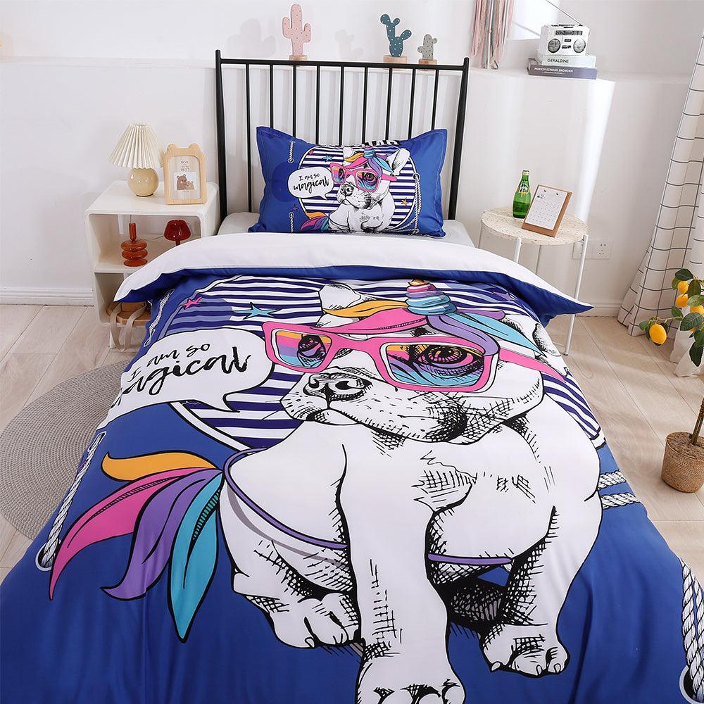 3D Cartoon Animal Blue Dog Quilt Cover Set Bedding Set Duvet Cover Pillowcases 200