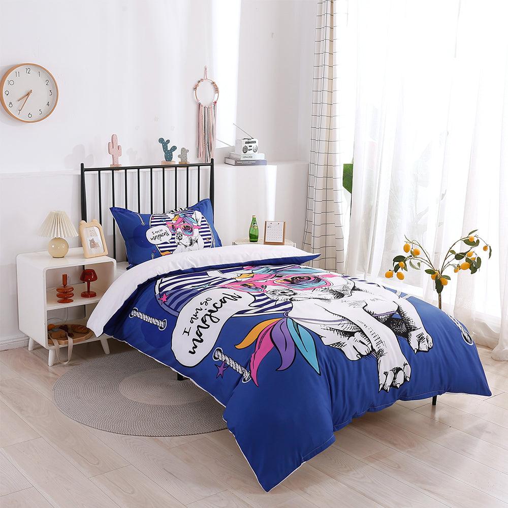 3D Cartoon Animal Blue Dog Quilt Cover Set Bedding Set Duvet Cover Pillowcases 200