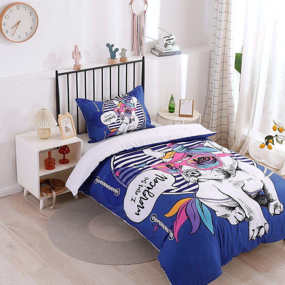 3D Cartoon Animal Blue Dog Quilt Cover Set Bedding Set Duvet Cover Pillowcases 200