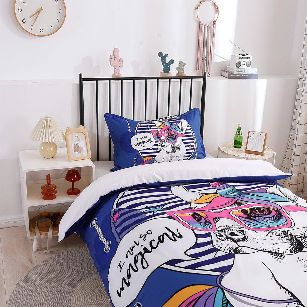 3D Cartoon Animal Blue Dog Quilt Cover Set Bedding Set Duvet Cover Pillowcases 200