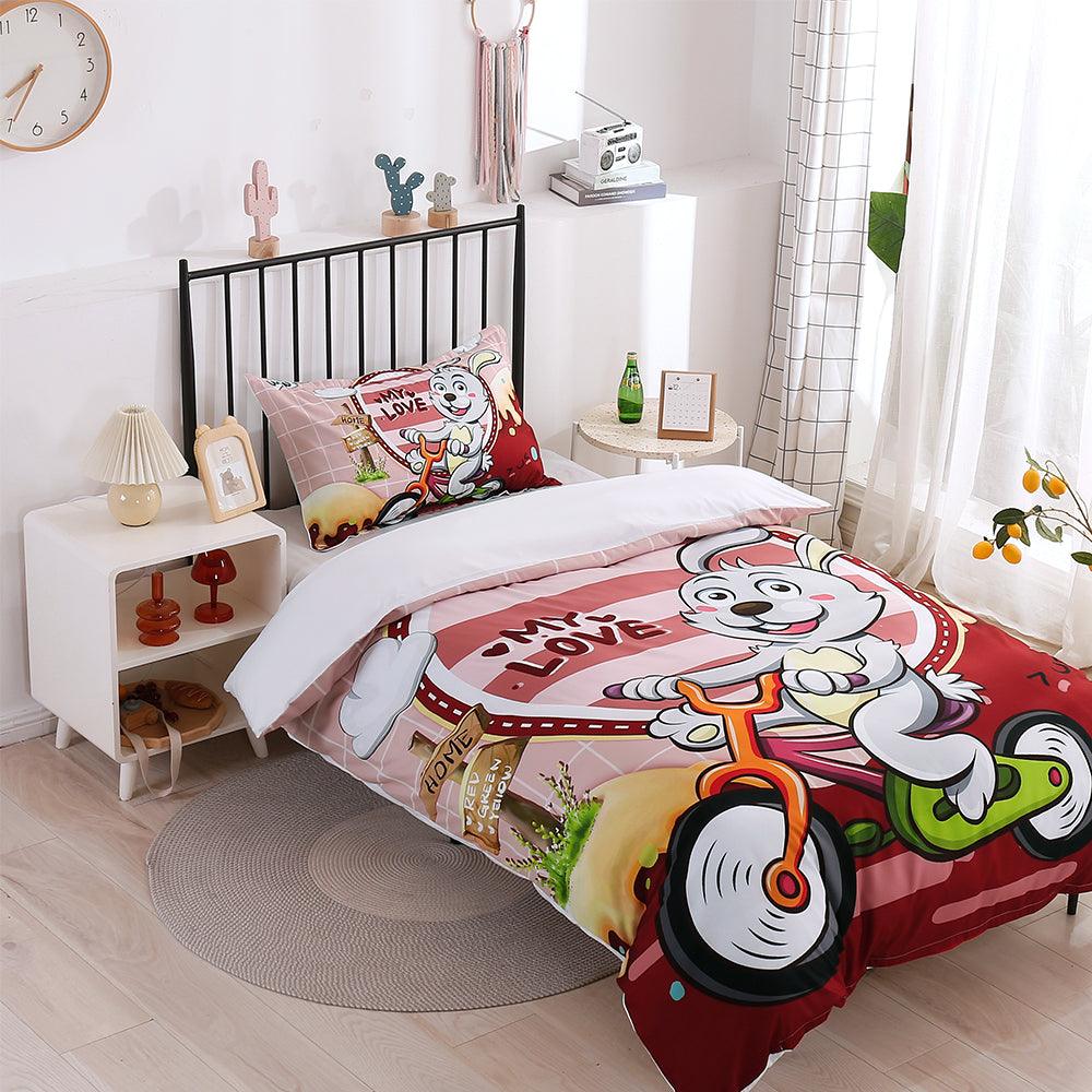 3D Cartoon Animal Rabbit Bike Quilt Cover Set Bedding Set Duvet Cover Pillowcases 201