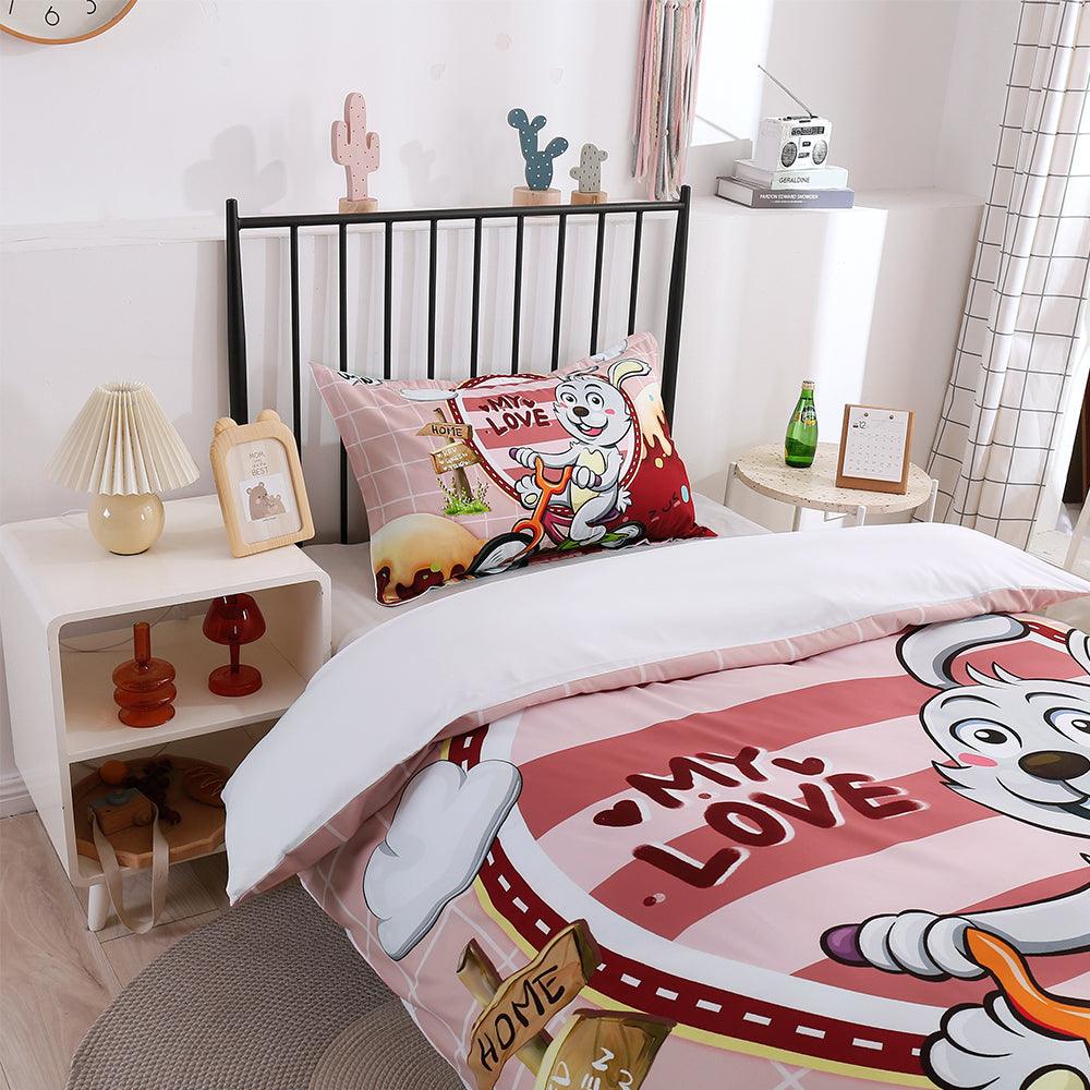 3D Cartoon Animal Rabbit Bike Quilt Cover Set Bedding Set Duvet Cover Pillowcases 201