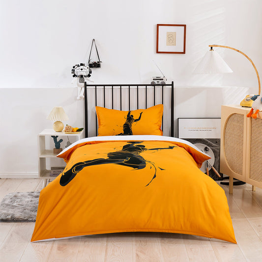 3D Basketball Slam Dunk Yellow Quilt Cover Set Bedding Set Duvet Cover Pillowcases 192