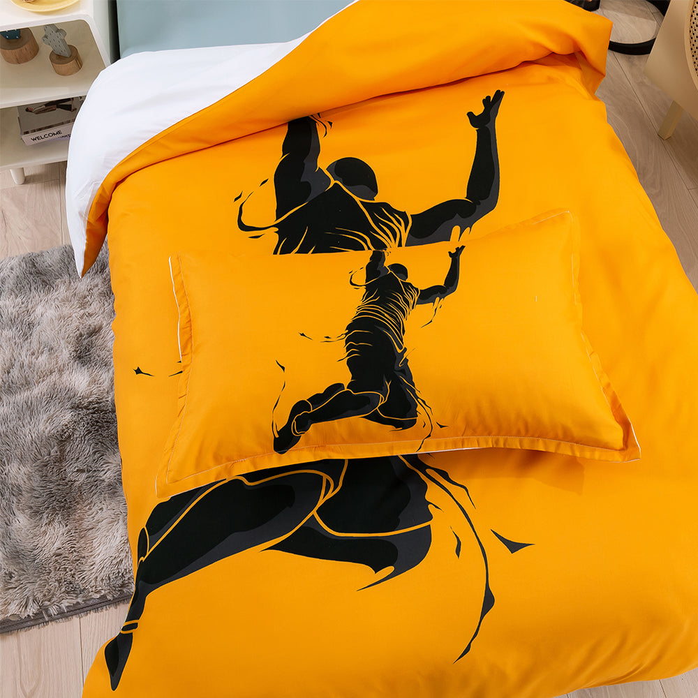 3D Basketball Slam Dunk Yellow Quilt Cover Set Bedding Set Duvet Cover Pillowcases 192