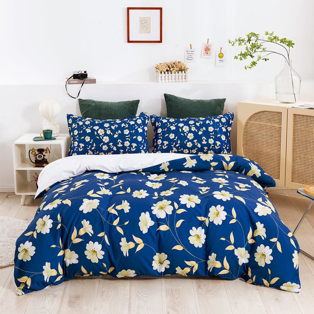 3D Blue Daisy Floral Quilt Cover Set Bedding Set Duvet Cover Pillowcases 627