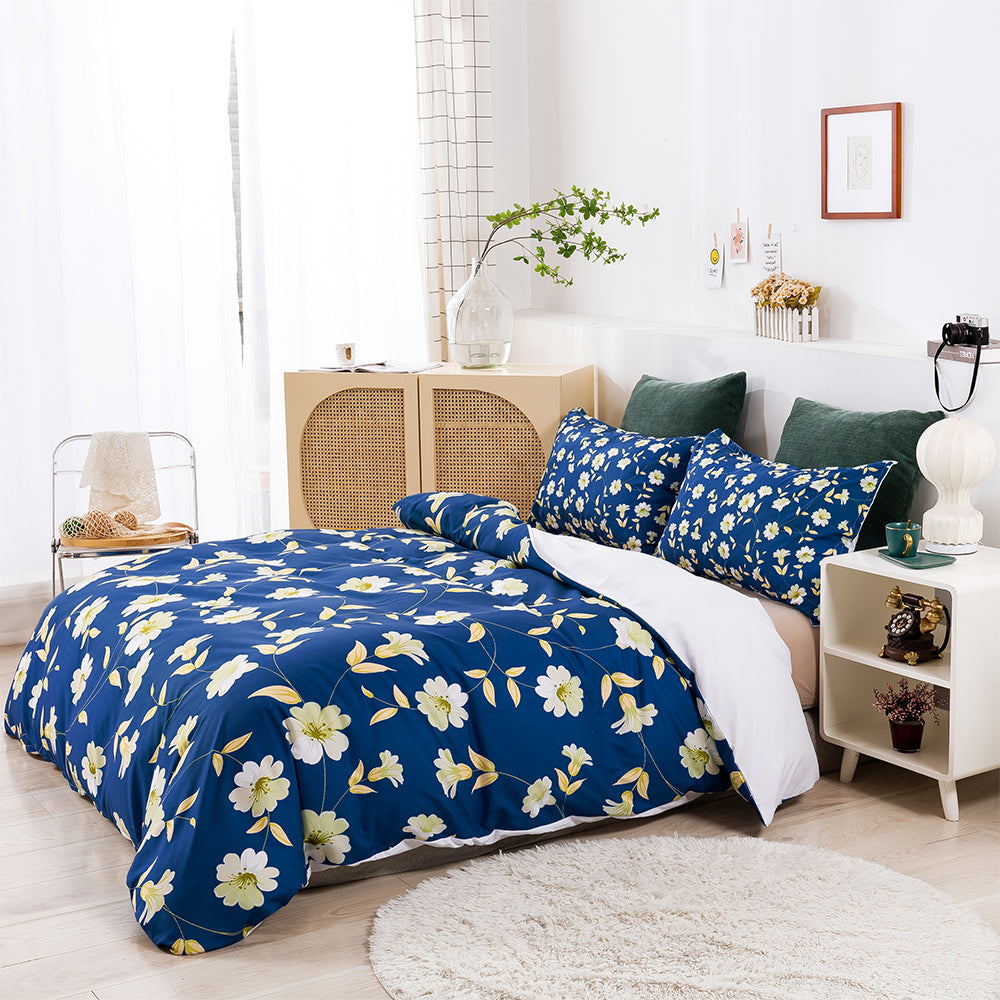 3D Blue Daisy Floral Quilt Cover Set Bedding Set Duvet Cover Pillowcases 627