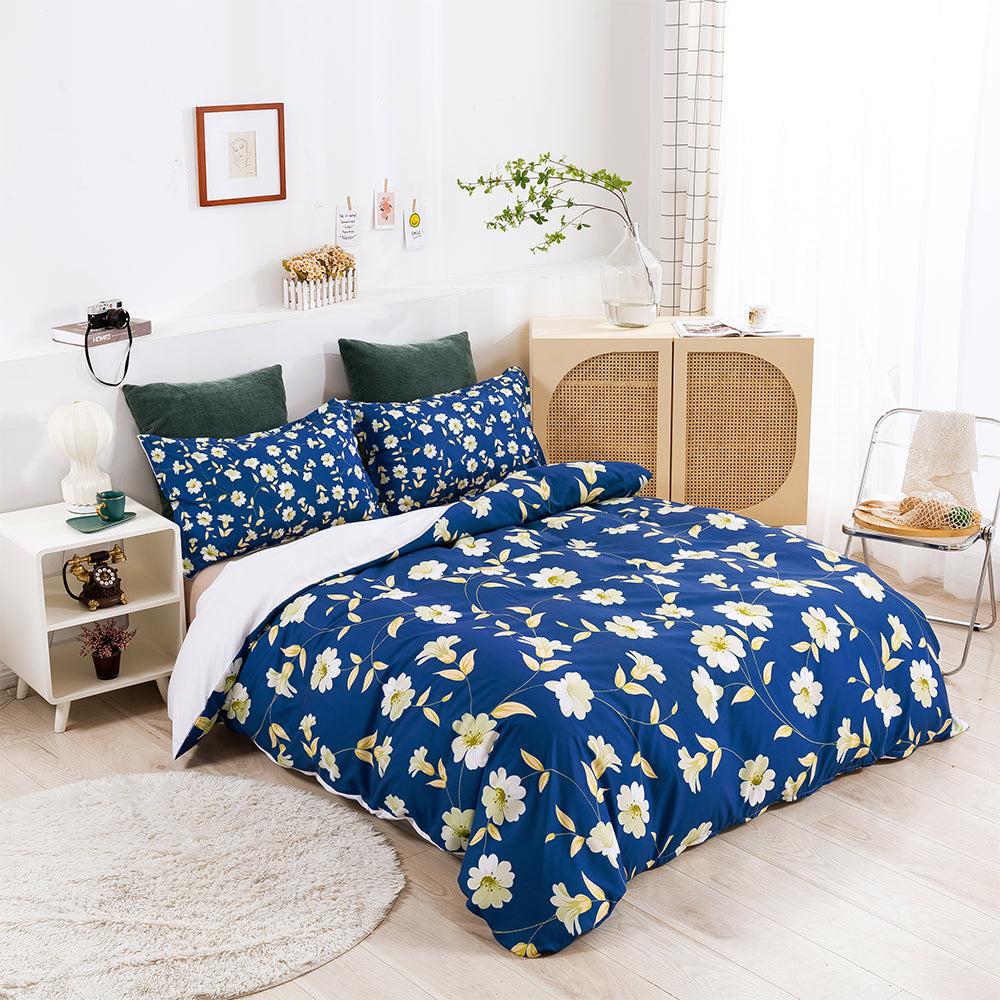3D Blue Daisy Floral Quilt Cover Set Bedding Set Duvet Cover Pillowcases 627