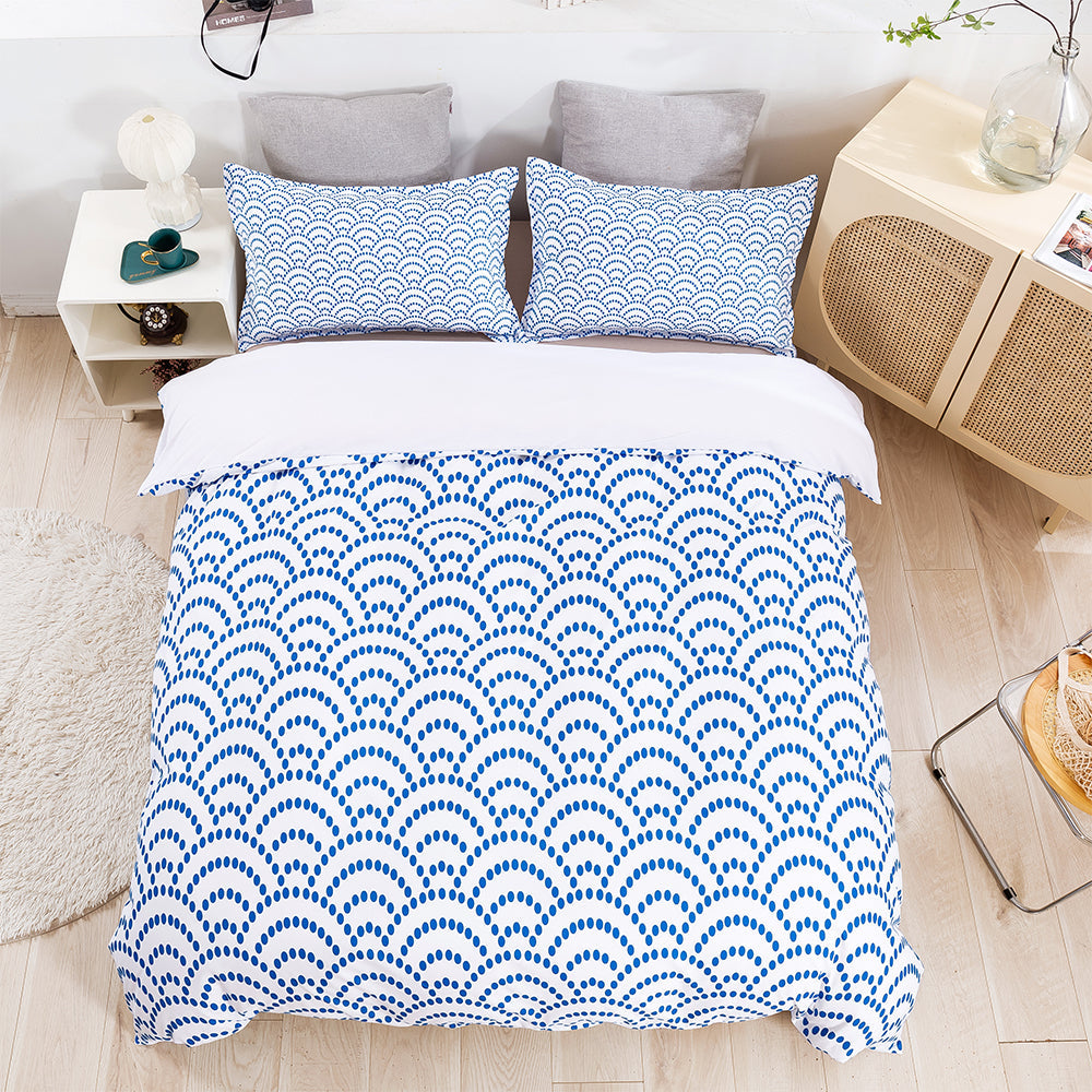 3D Blue Waves Scale Pattern Quilt Cover Set Bedding Set Duvet Cover Pillowcases 629