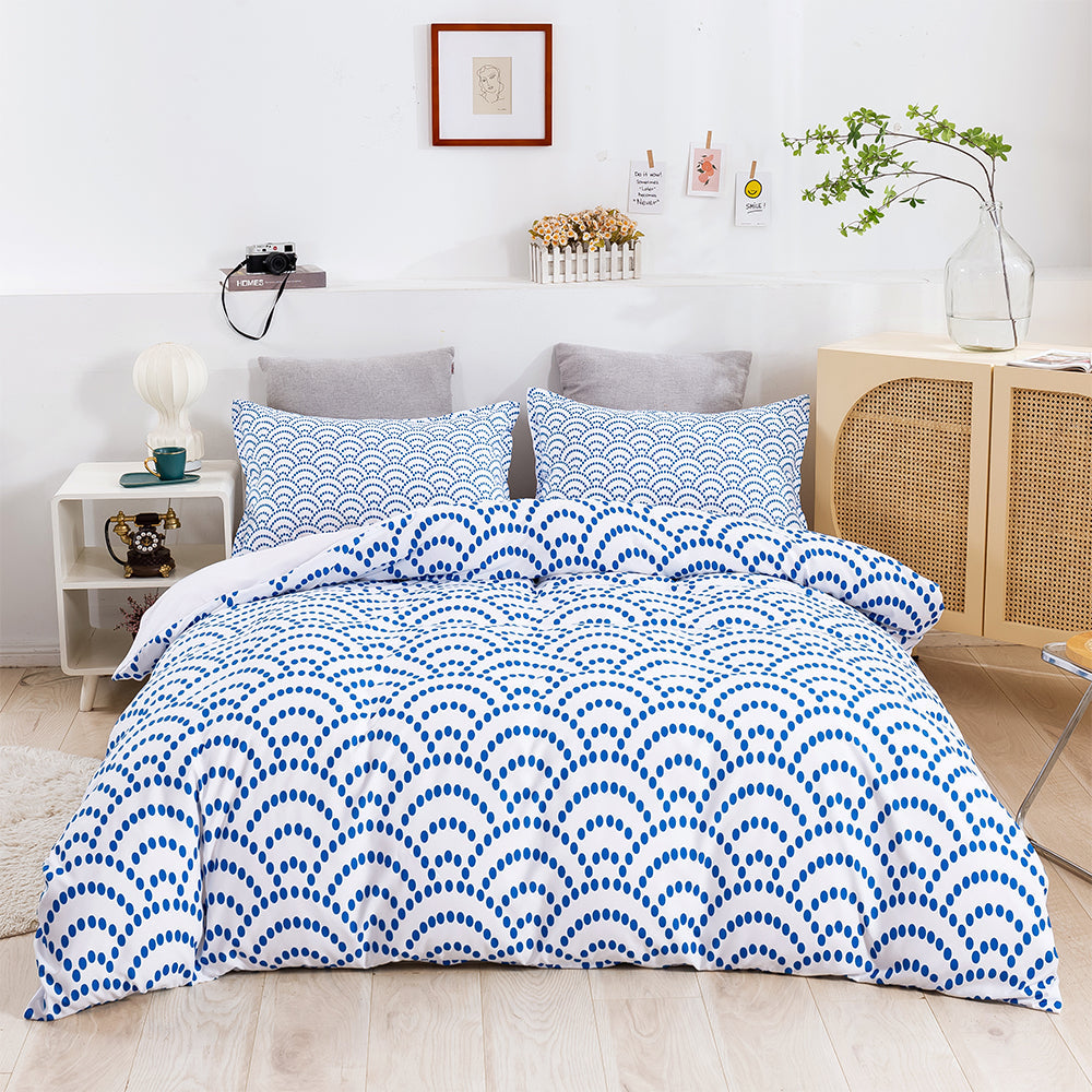 3D Blue Waves Scale Pattern Quilt Cover Set Bedding Set Duvet Cover Pillowcases 629