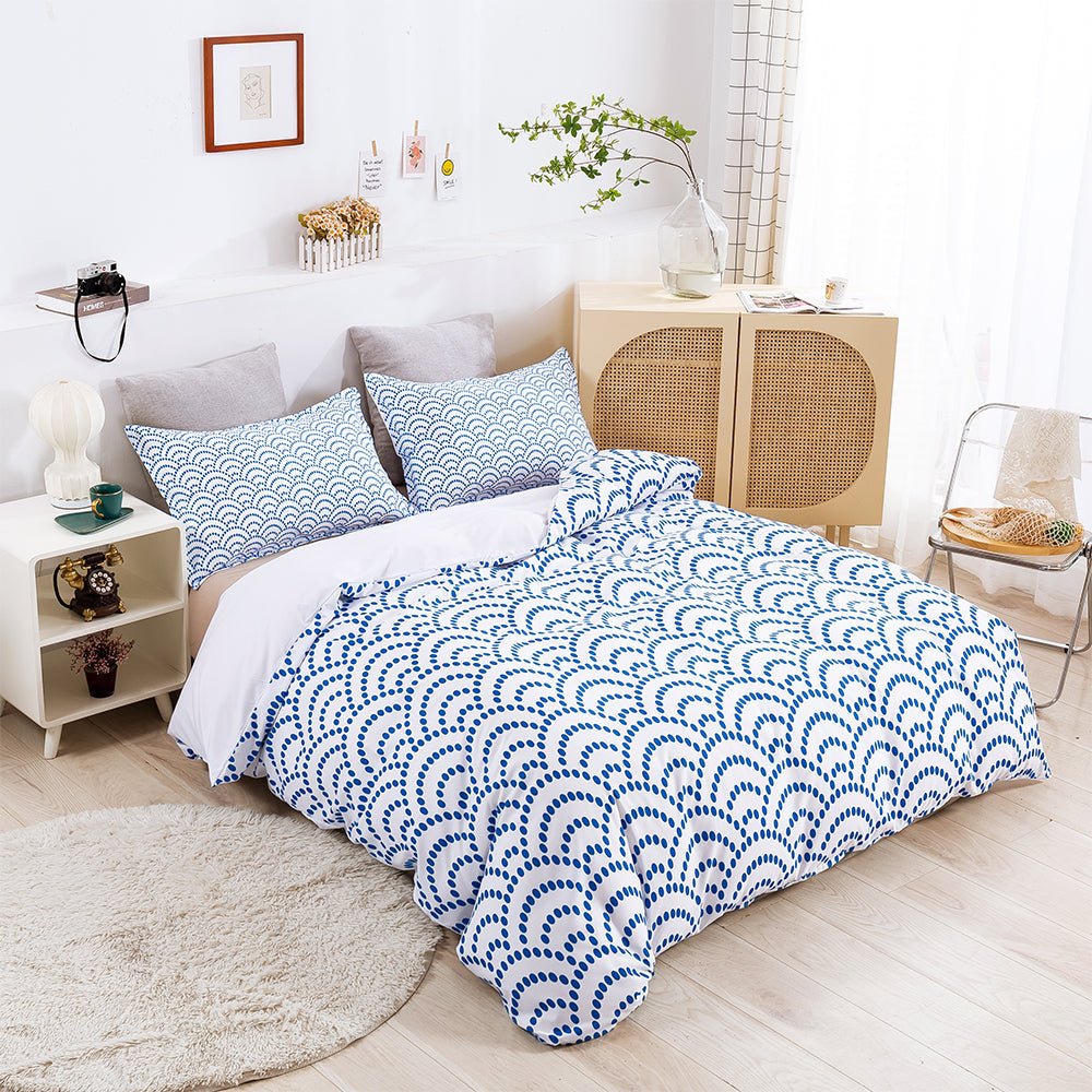 3D Blue Waves Scale Pattern Quilt Cover Set Bedding Set Duvet Cover Pillowcases 629
