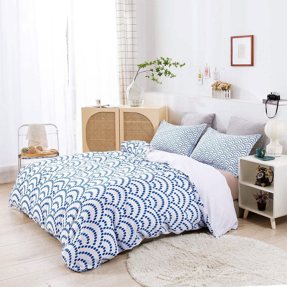 3D Blue Waves Scale Pattern Quilt Cover Set Bedding Set Duvet Cover Pillowcases 629