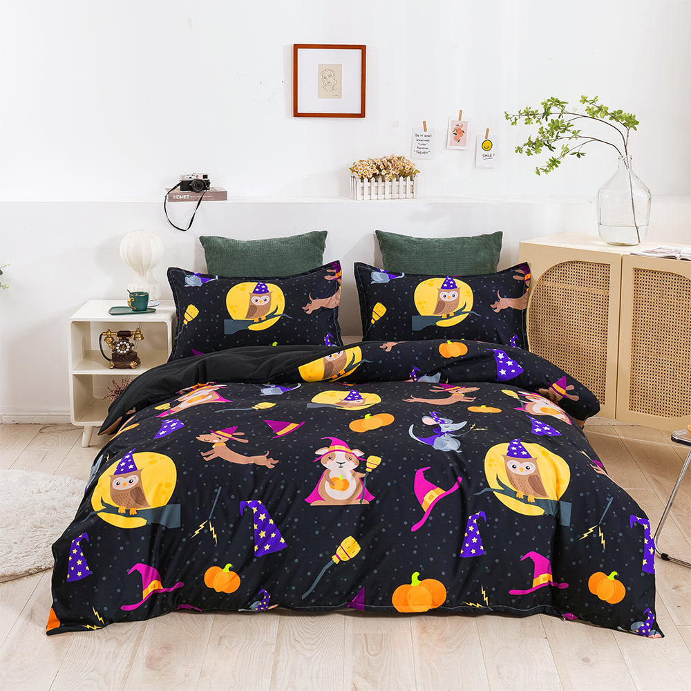 3D All Hallows' Day Pumpkin Deer Ghost Owl Quilt Cover Set Bedding Set Duvet Cover Pillowcases 635