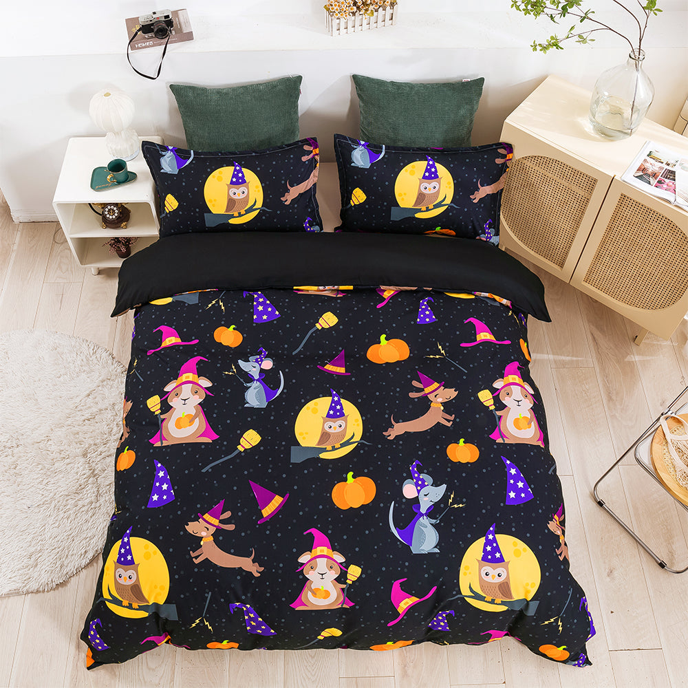 3D All Hallows' Day Pumpkin Deer Ghost Owl Quilt Cover Set Bedding Set Duvet Cover Pillowcases 635