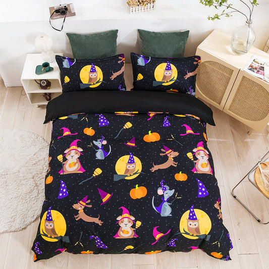 3D All Hallows' Day Pumpkin Deer Ghost Owl Quilt Cover Set Bedding Set Duvet Cover Pillowcases 635