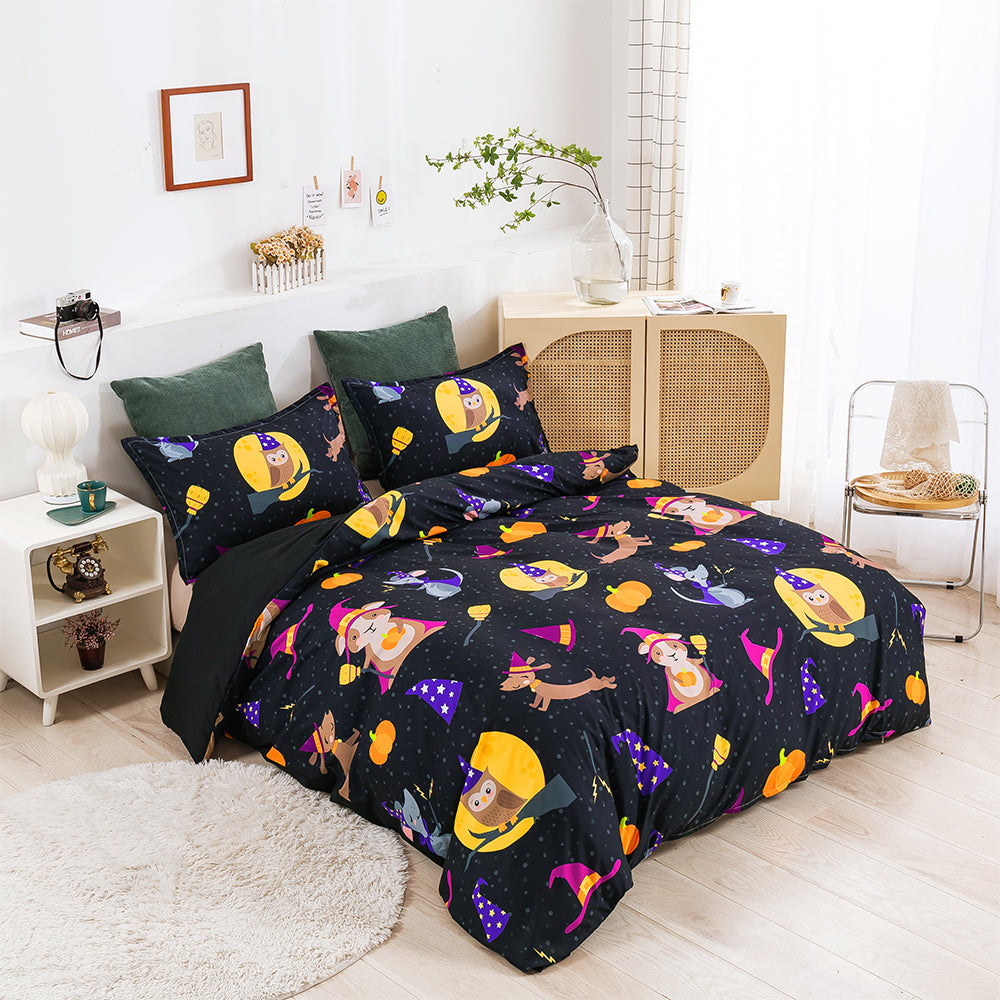 3D All Hallows' Day Pumpkin Deer Ghost Owl Quilt Cover Set Bedding Set Duvet Cover Pillowcases 635