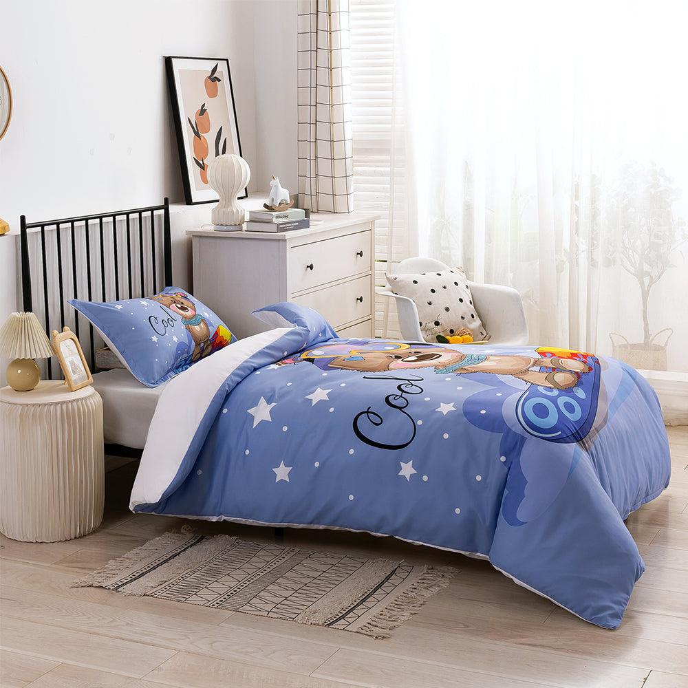 3D Cartoon Animal Bear Blue Quilt Cover Set Bedding Set Duvet Cover Pillowcases 204