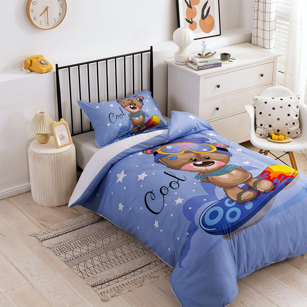 3D Cartoon Animal Bear Blue Quilt Cover Set Bedding Set Duvet Cover Pillowcases 204