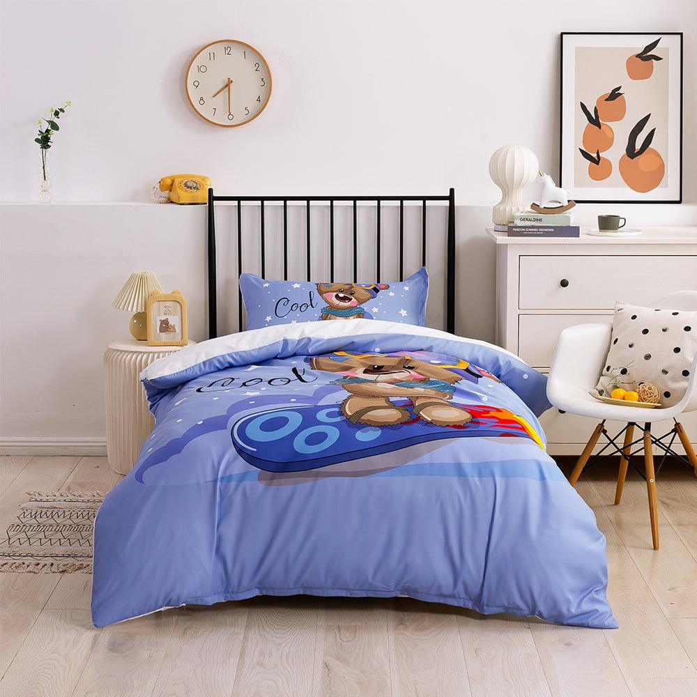 3D Cartoon Animal Bear Blue Quilt Cover Set Bedding Set Duvet Cover Pillowcases 204