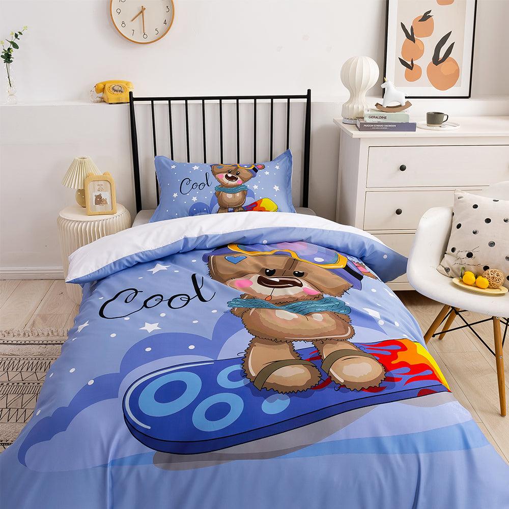 3D Cartoon Animal Bear Blue Quilt Cover Set Bedding Set Duvet Cover Pillowcases 204