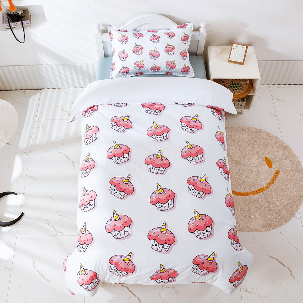 3D Cake Cookie Pattern Pink Quilt Cover Set Bedding Set Duvet Cover Pillowcases 450