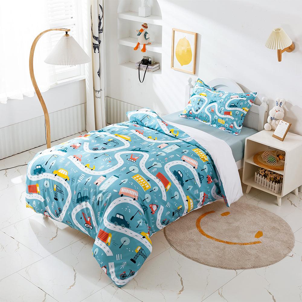 3D Cartoon Car Traffic Highway Quilt Cover Set Bedding Set Duvet Cover Pillowcases 28