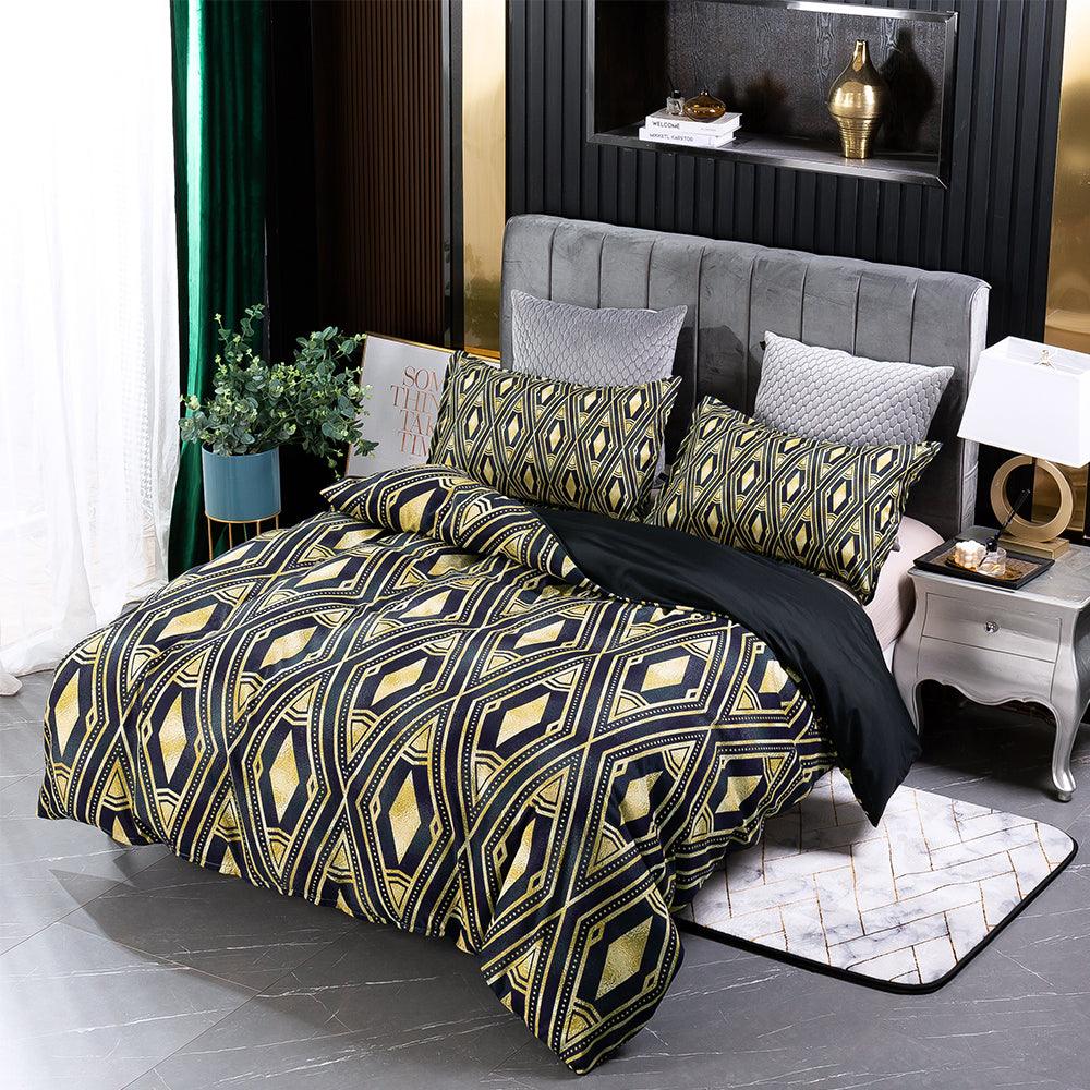 3D Abstract Black Geometry Quilt Cover Set Bedding Set Duvet Cover Pillowcases 172