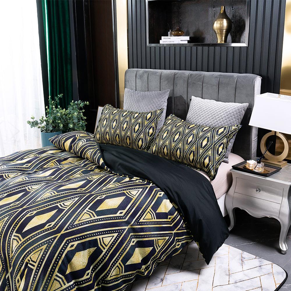 3D Abstract Black Geometry Quilt Cover Set Bedding Set Duvet Cover Pillowcases 172